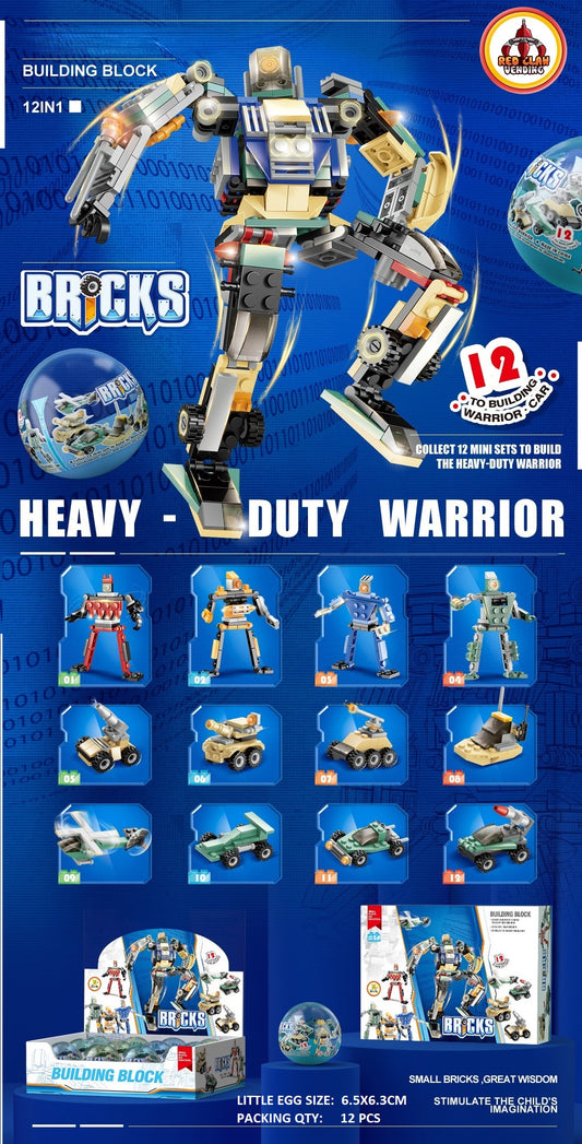 Bricks Combat Block Set - 12 Capsules (2.5 inch) 12 in 1