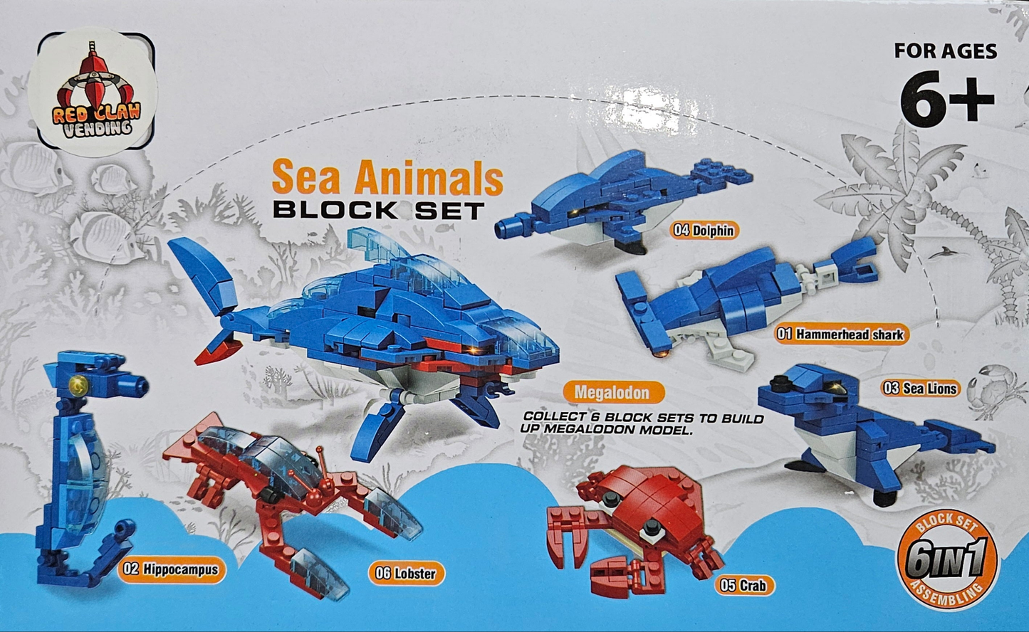 Sea Animals Block Set - 6 Capsules (3 inch) 6 in 1