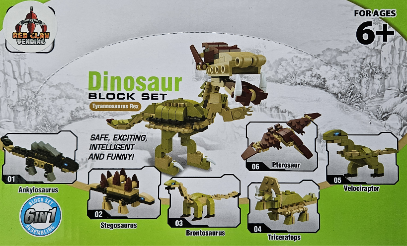 Dinosaur Block Set - 6 Capsules (3 inch) 6 in 1